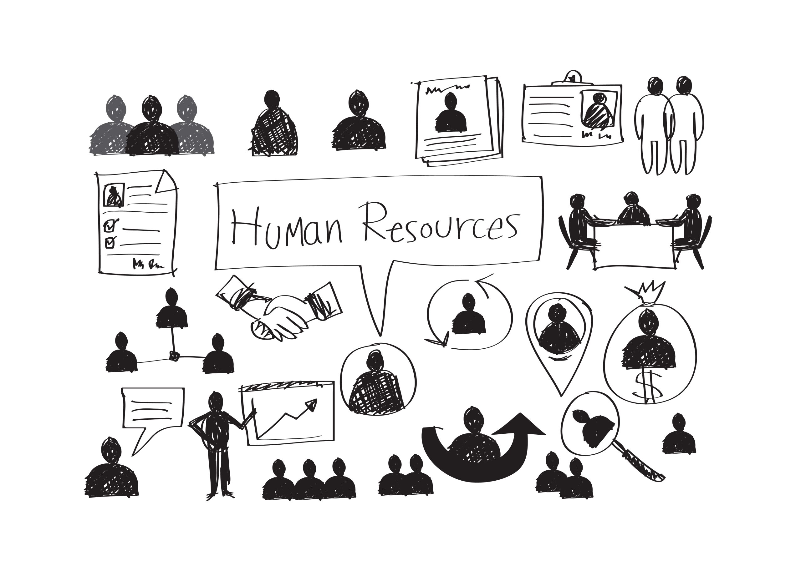 Human resources and Human management icons idea design